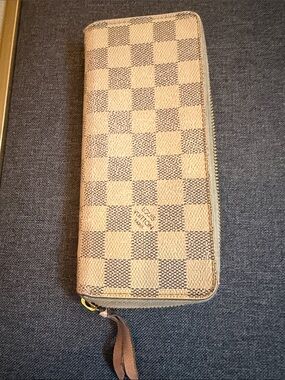 Authentic Louis Vuitton Damier Azur Zippy Wallet Rose Ballerine